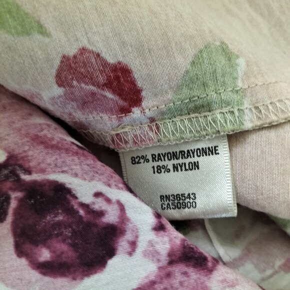 (854)Van Heusen Studio Blush Pink Button Front Floral Print Top Size L - Picture 7 of 8